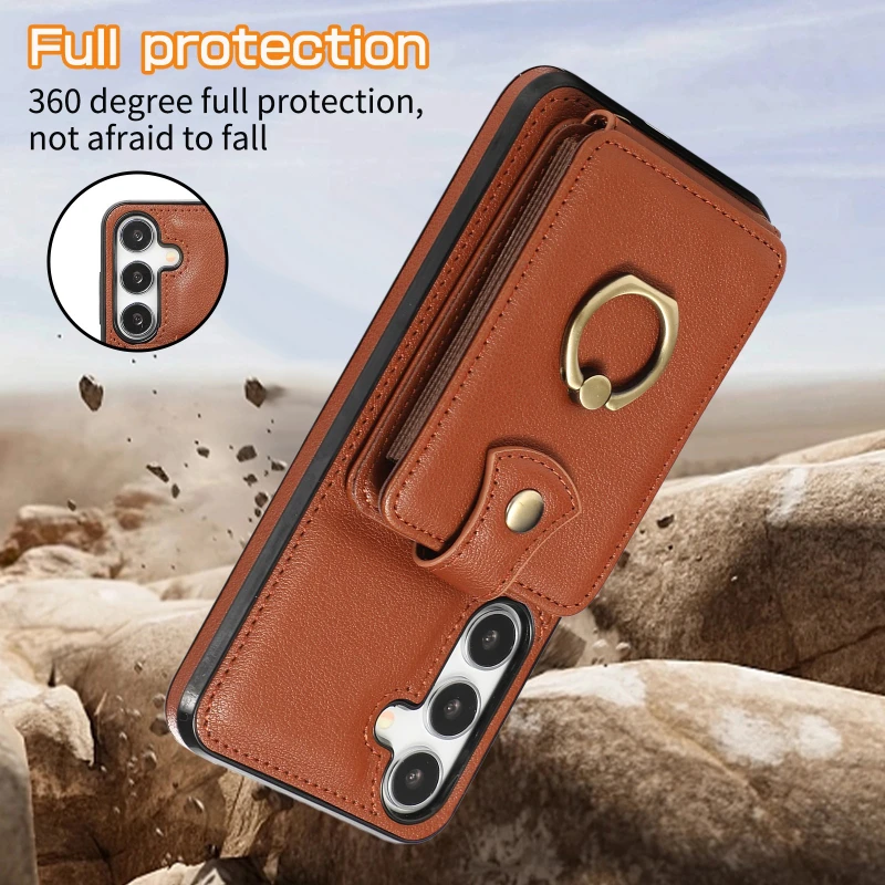 Sleek Crossbody Leather Wallet Phone Case