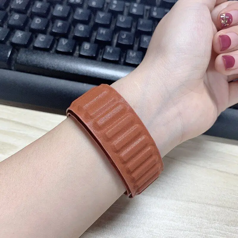 애플 워치용 마그네틱 실리콘 링크 팔찌, 울트라 49mm 밴드, 41mm, 45mm, 40mm, 44mm, 38mm, 42mm, 아이워치 시리즈 8, 7, 6, SE, 5, 4, 3 스트랩