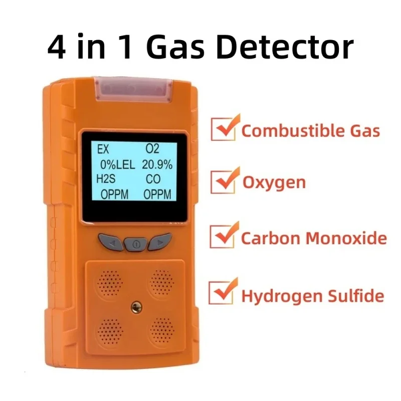 

PLT850 4 In 1 Combustible Gas Oxygen H2S Analyzer Hydrogen Sulfide CO Gas Detect Combustible Gas Concentration Measure