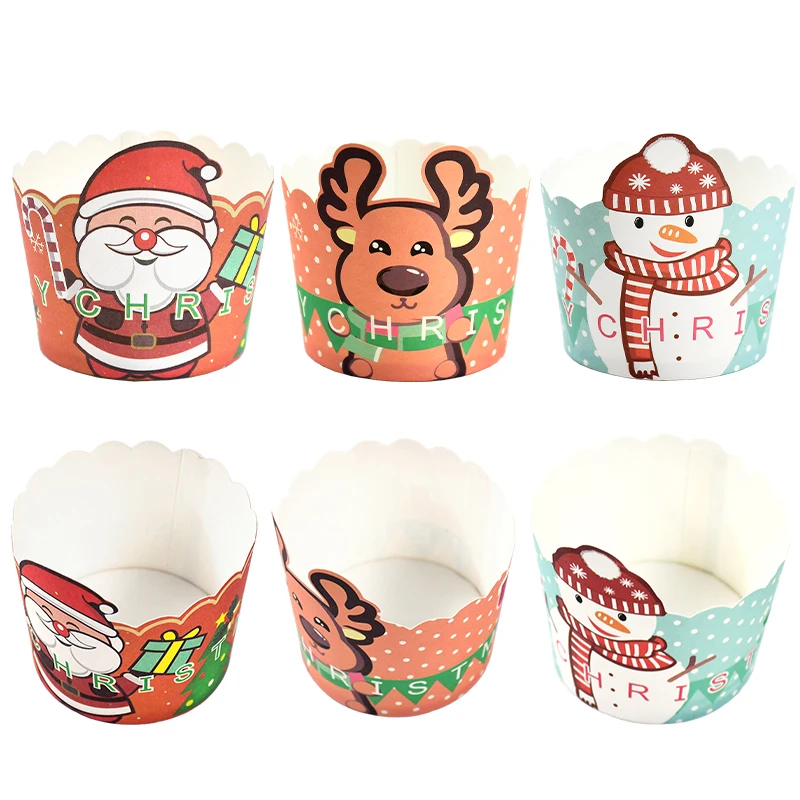 Description Picture 6 of item20Pcs Christmas Cupcake Linner Cartoon Santa Claus Muffin Paper Cups 2024 Christmas Party Cake Decoration Supplies Kids Favors