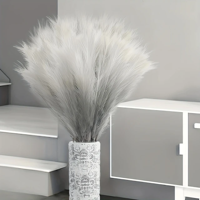 5pcs Artificial Pampas Grass Faux Reed Grass,  Reed Flower With Fluffy Stems Reed