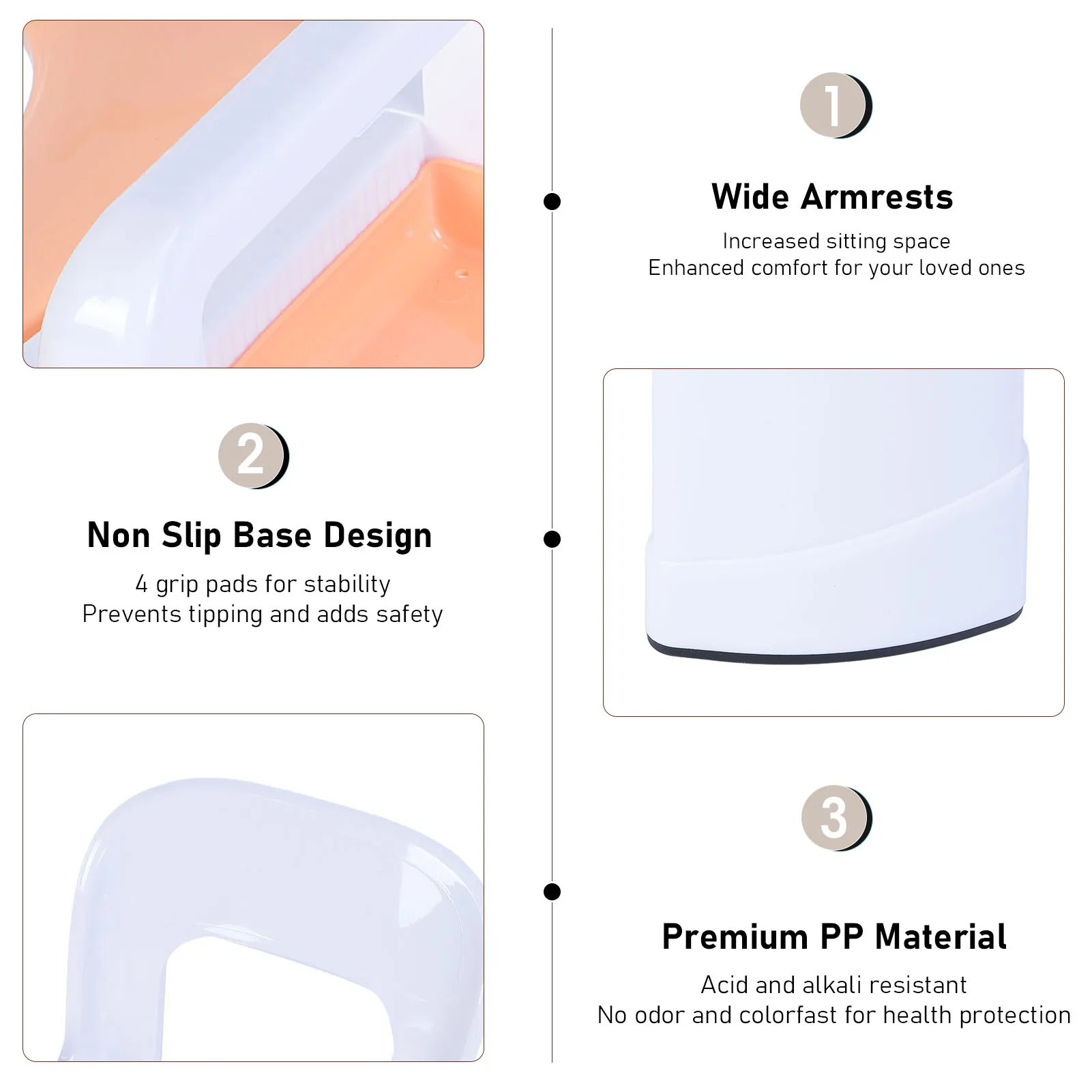 Commode Toilet Chair Easy To Clean Toilet Commode Anti Slip Foot Pad Backrest Cushion Extra Wide for Squat Toilet for Bathroom 4