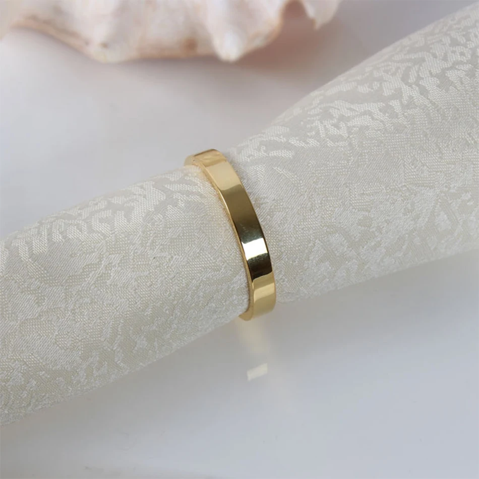 4PCS Alloy Metal Simple Napkin Rings Gold Silver Napkins Holder Buckle for Home Kitchen Dinner Wedding Table Decor