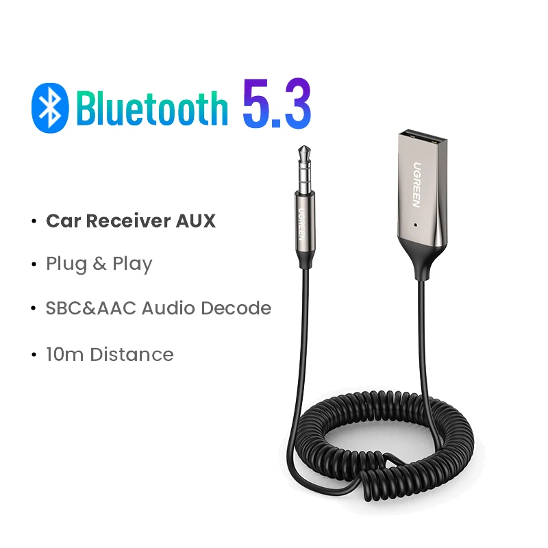 Adaptateur UGREEN Jack Bluetooth 5.3 pour Voiture Récepteur Bluetooth –