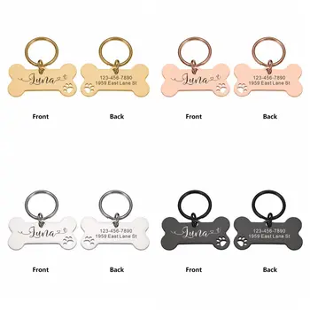 Personalized Dog Tag – Custom Name Wavy Line Engraved ID Tag for Dog Collar 1