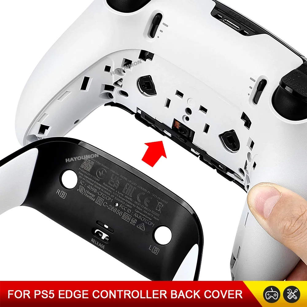 Black White Anti-Slip Rear Cover Shell for Gamepad Replacement Accessories