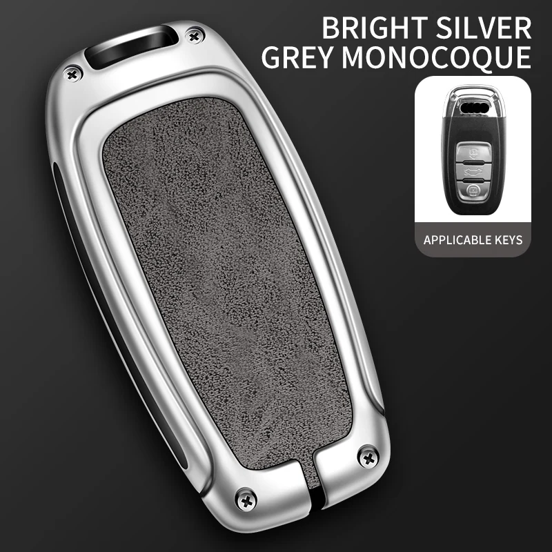 Premium Leather Car Key Case Cover with Metal Accents