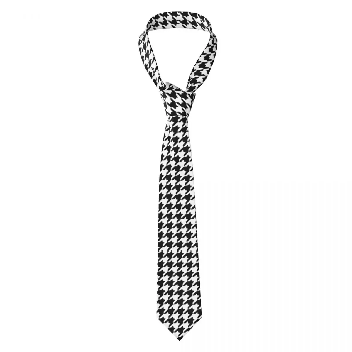 

Houndstooth Black And White Pattern Necktie Women Polyester 8 cm Neck Tie for Mens Slim Wide Suits Accessories Gravatas Cosplay