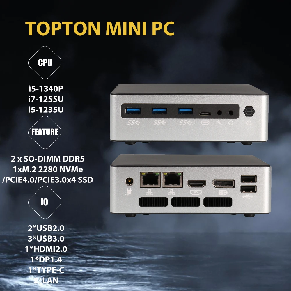 Topton Router Ssd Topton-Mini-PC-i5-1340P-i7-1360P-2xDDR5-RAM-NVMe-SSD-Windows-11-Pro ...