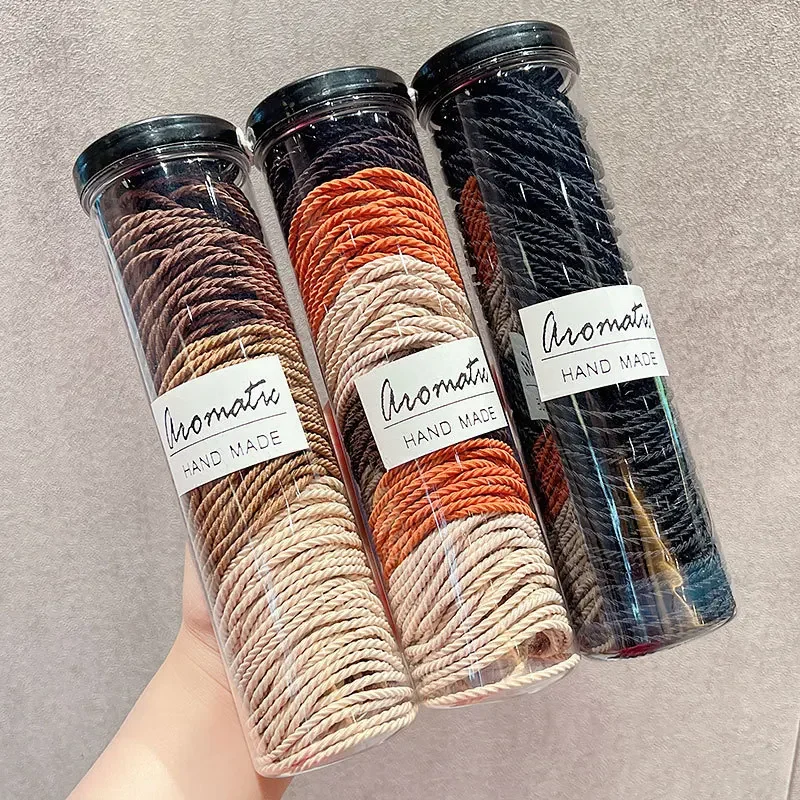100pcs Solid Color Elastic Hair Bands & Scrunchies 3