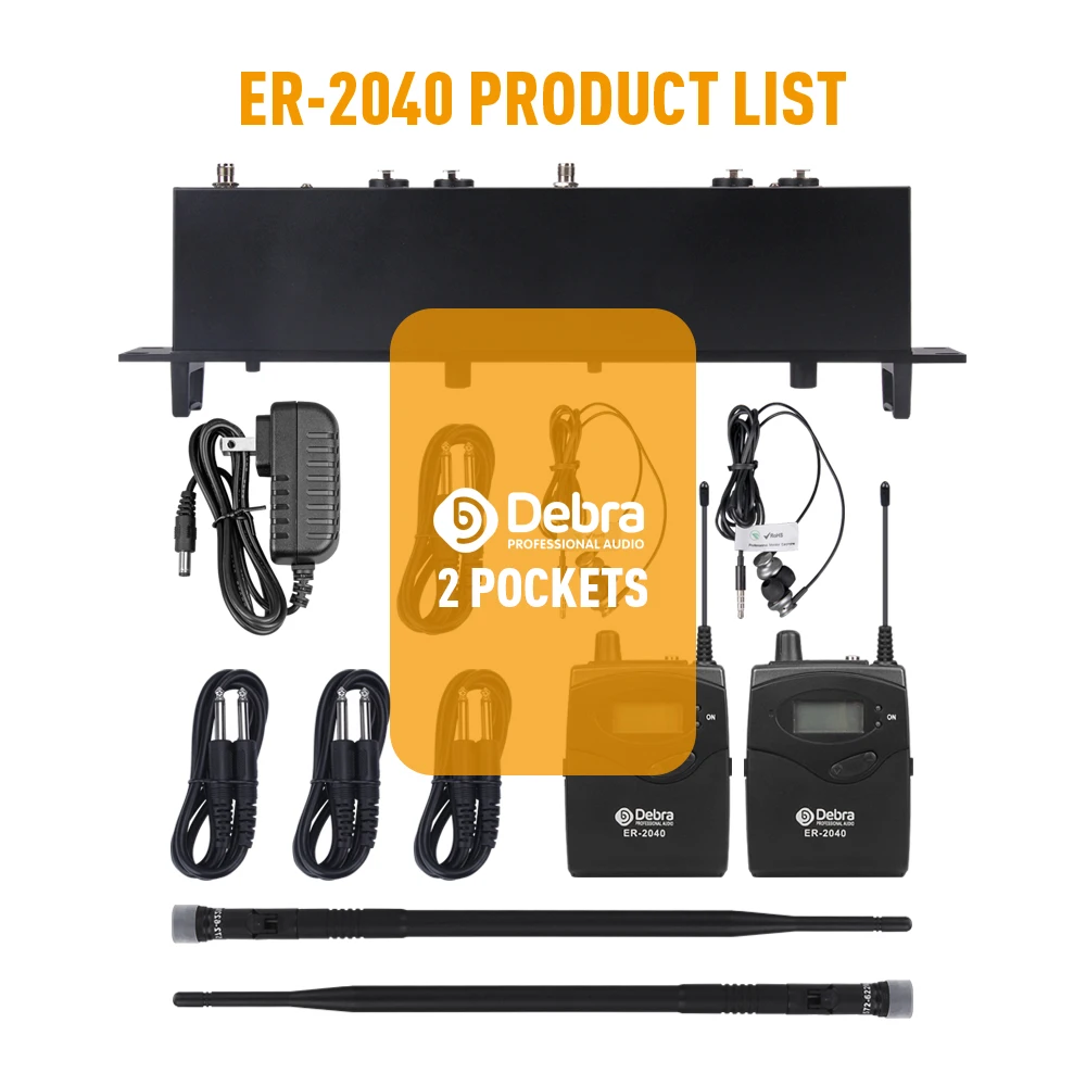 UHF IEM In-Ear Wireless Monitor System ER-2040 with Receiving Distance180m for S