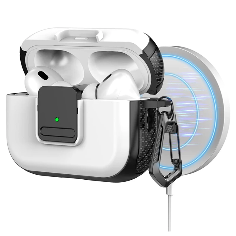 Для Airpods Pro 2 поколения, 2-е, третье, с безопасным замком, Магнитный защитный жесткий чехол для телефона с брелоком для Airpods 3 2