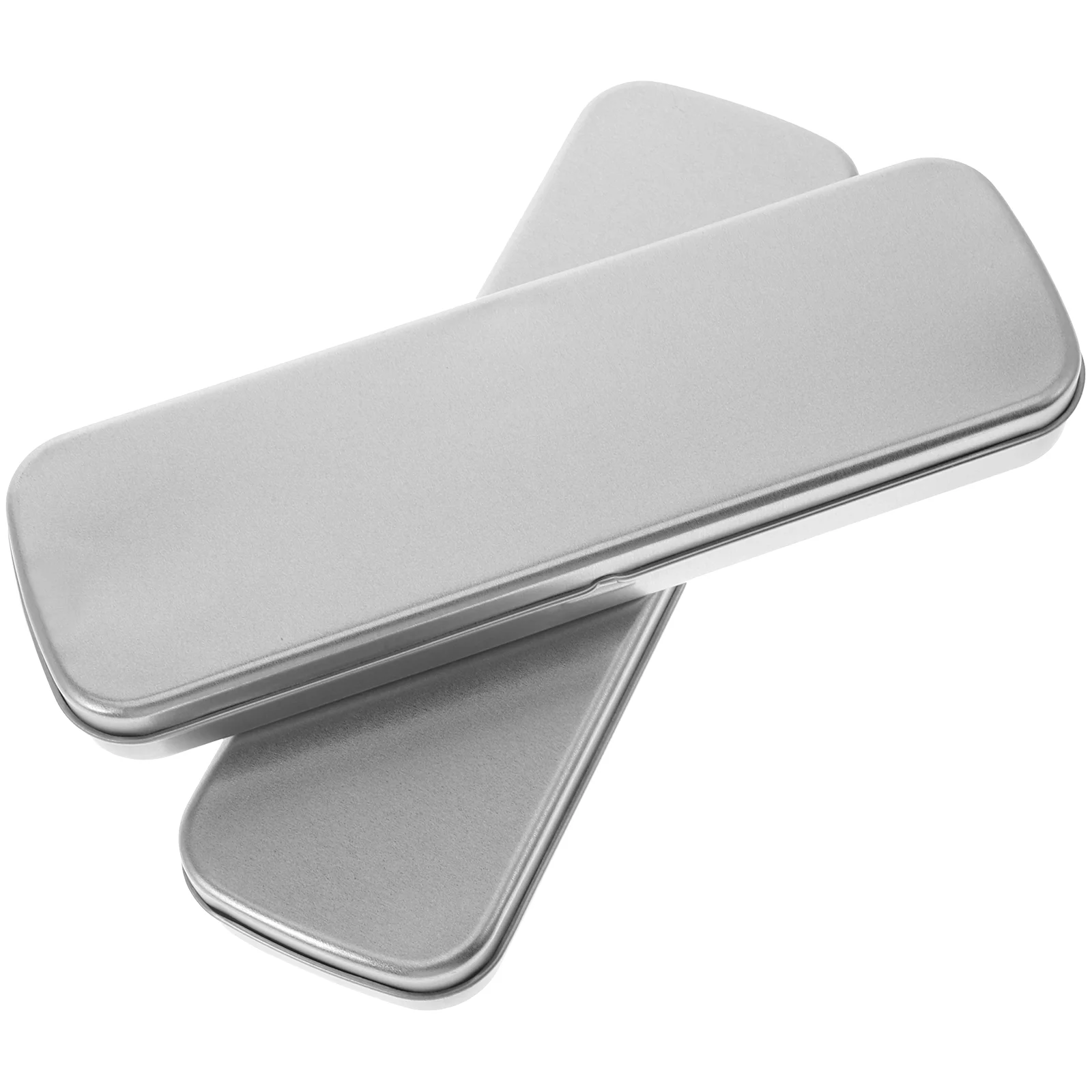 

2pcs Pencil Boxes Bulk Simple Style Hinged Tin Cases Rectangle Pencil Boxes for School Bulk