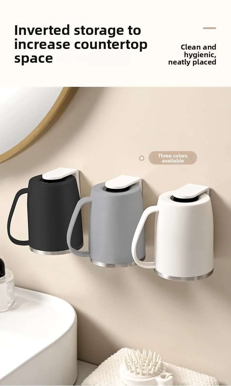 Magnetic Toothbrush Holder With Stainless Steel Cup For Bathroom_voghion.com