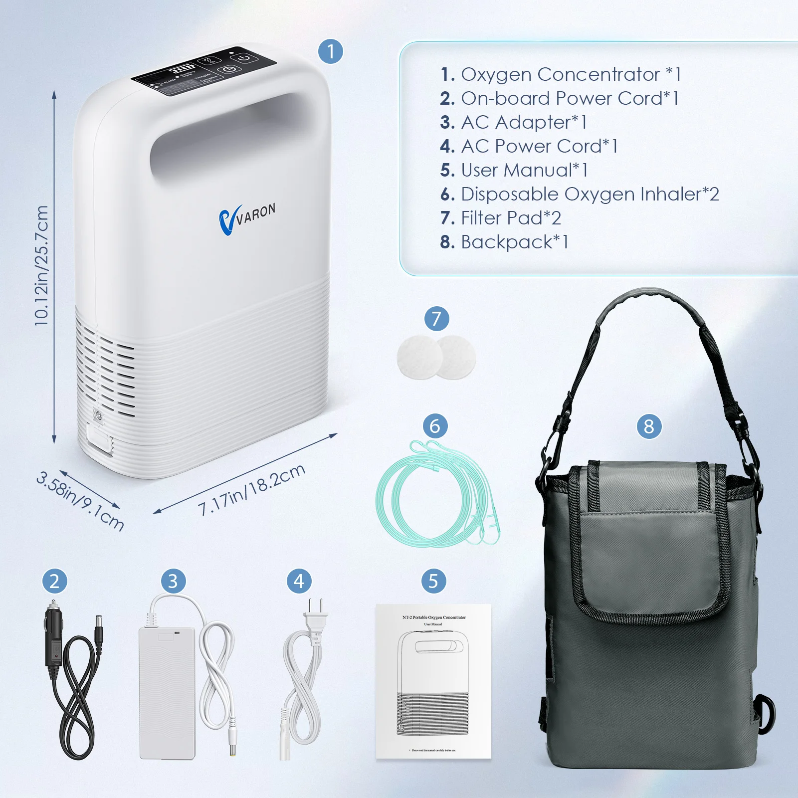 

Varon NT-02 Portable 0xy-gen Machine Battery for Outdoor/Travel/Car Use, 1-5L Adjustable, 93±3% Output 2 0xy-gen Delivery Models