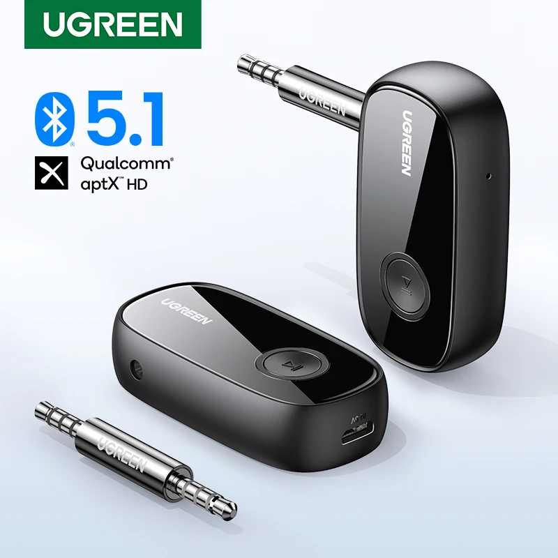UGREEN Bluetooth Receiver aptX HD Wireless Bluetooth 5.1 Car Adapter Portable Wireless Audio Adapter 3.5mm Aux with Microphone bluetooth adapter bluetooth audio receiver bluetooth transceiver adapter audio adapter bluetooth aux adaptor