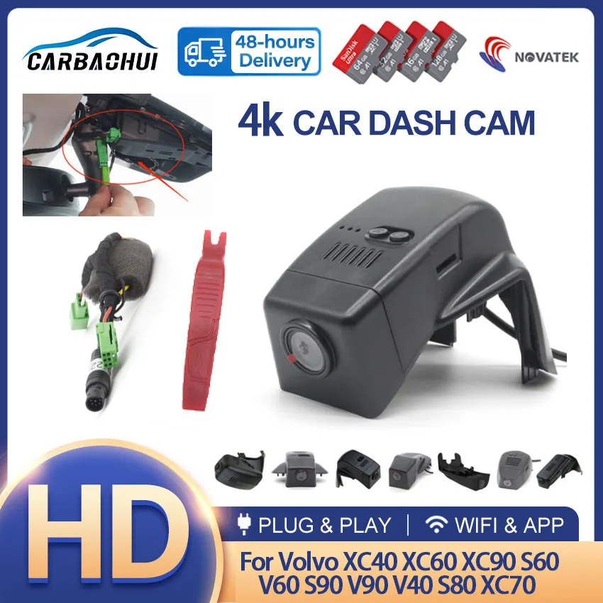 

4K 2K HD Dash Cam Car Camera Car DVR Video Recorder For VOLVO XC40 XC60 XC70 XC90 V40 V60 V90 S60 S90 S80 S80L C40 Polestar 2