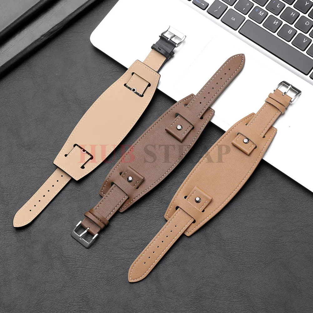 Elegant Leather Watch Strap in Retro Business Style - Black & Brown Bracelet Wristband