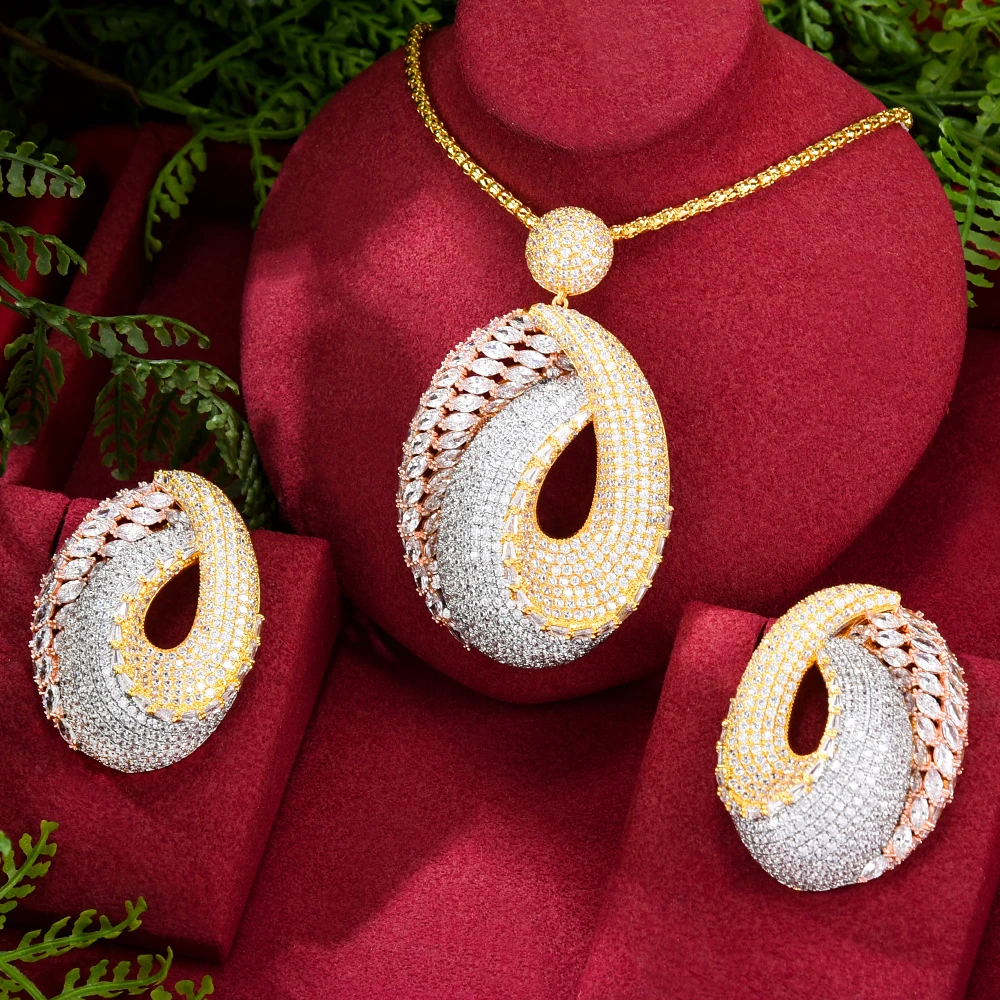 

Kellybola Dangles Earrings Necklace Set серьги 2023 тренд Noble Prong Setting CZ For women brincos boucle d'oreille