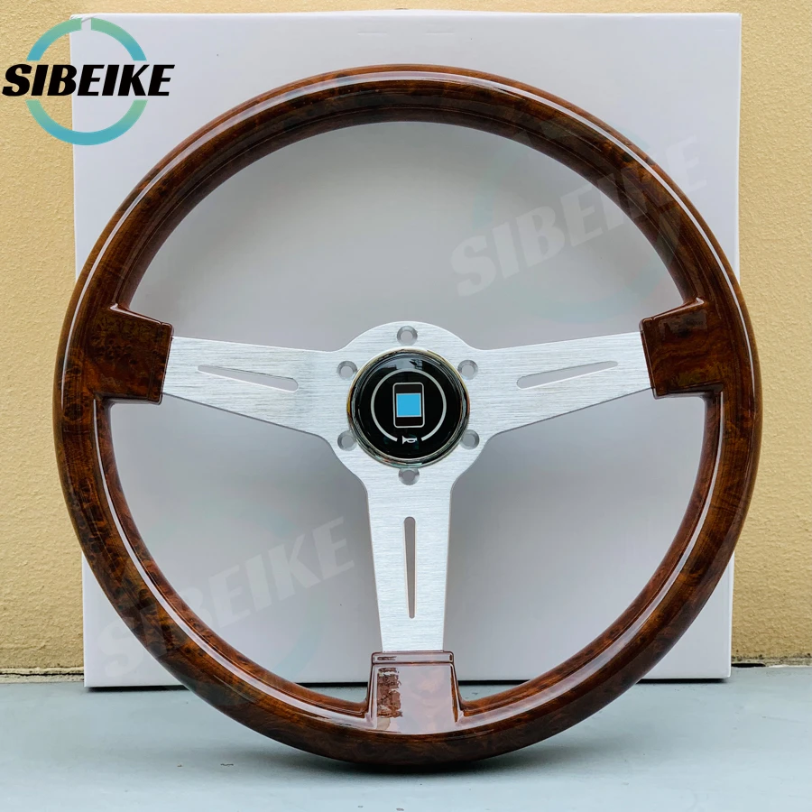 Racing Steering Wheel 14inch Universal Wood Film Steering Wheel Classic Vintage Sports Car Steering Wheel ND Horn Button