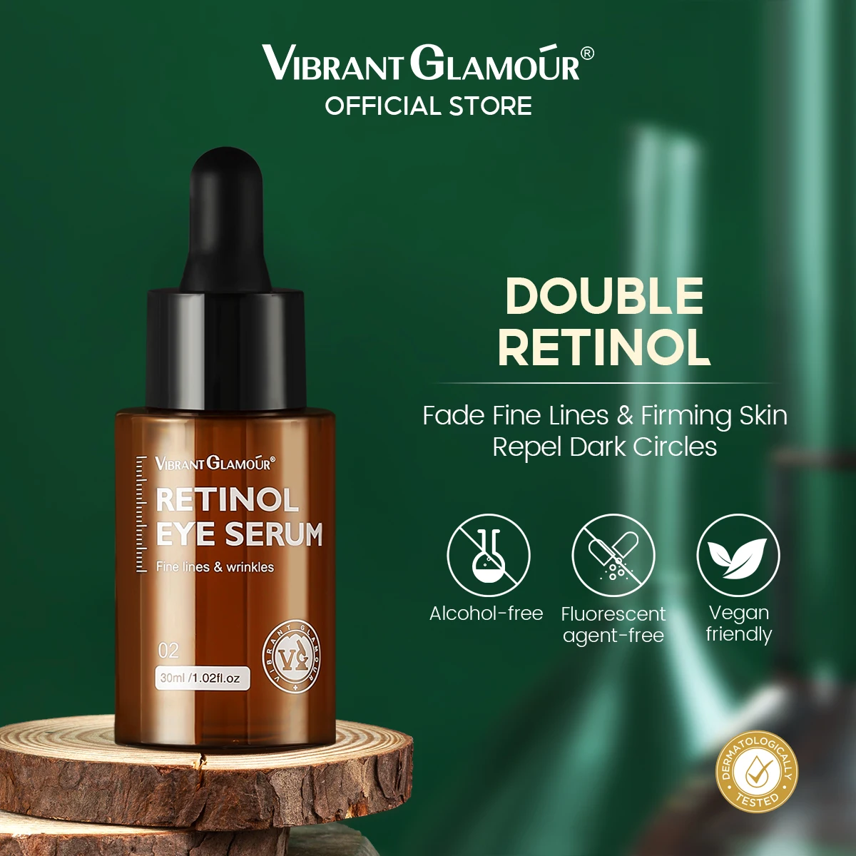 VIBRANT GLAMOUR Retinol Eye Serum Anti-Wrinkle Remove Eye Bags Fade Fine Lines Dark Circles Brighten Whitening Skin Care 30ml buy 3 get 1 gift hyaluronic acid face serum moisturizing essence whitening facial serum skin care anti aging vibrant glamour