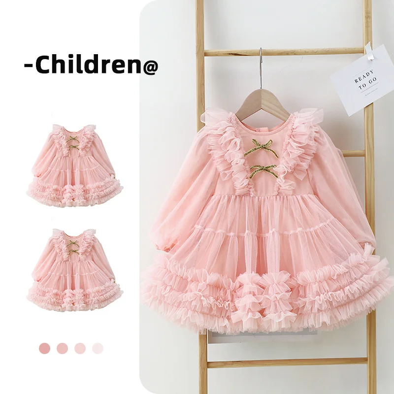 Baby Girl Princess Tutu Dress Infant Toddler Butterfly Puff Sleeve Child Tulle Vestido Pageant Party Birthday Baby Clothes L342