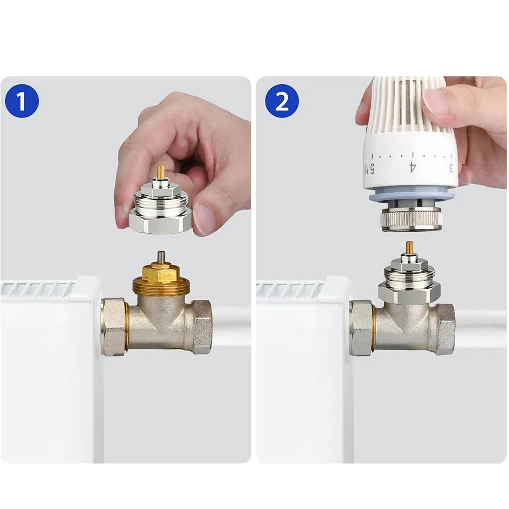 อะแดปเตอร์ฮีทซิงค์ 2 ชิ้น M30x1.0 ถึง M30x1.5 อะแดปเตอร์วาล์วควบคุมอุณหภูมิแบบเกลียวสำหรับการควบคุมอุณหภูมิสมัยใหม่ 1