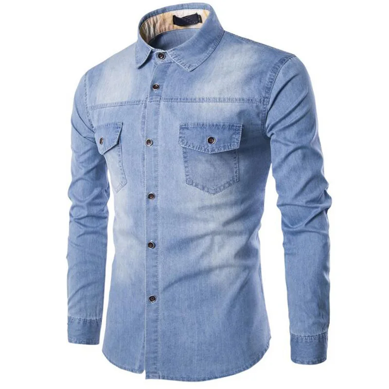 

Men casual denim shirt mens fashion slim fit fitness long sleeved jeans s camisa social masculina plus size 5xl 6xl