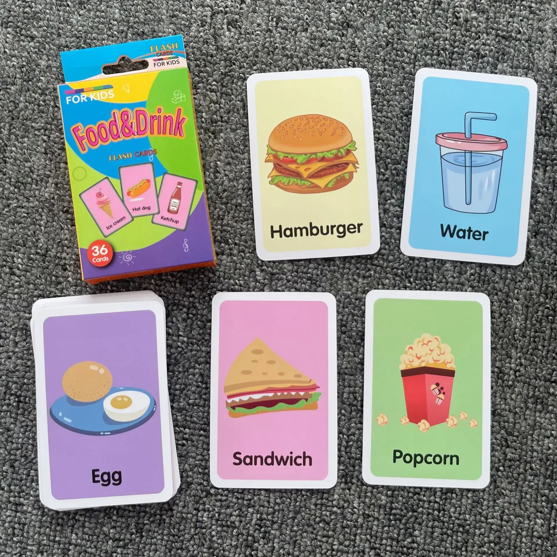 Children's Early Physical Cognition English Word Education Card  Animal Fruits Flashcards Montessori Baby Kids Early Educational 3