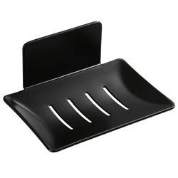 Rustproof Self-Adhesive Stainless Steel Wall-Mounted Soap Holder (Black)