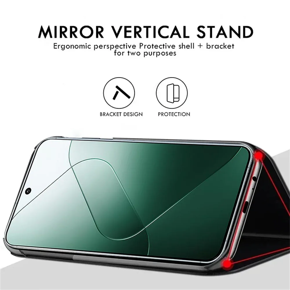 Leather Mirror Flip Phone Case Cover
