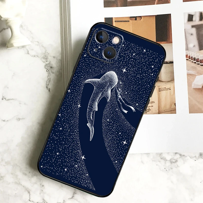 Starry Orca Whale Shark Design Phone Case Back Cover