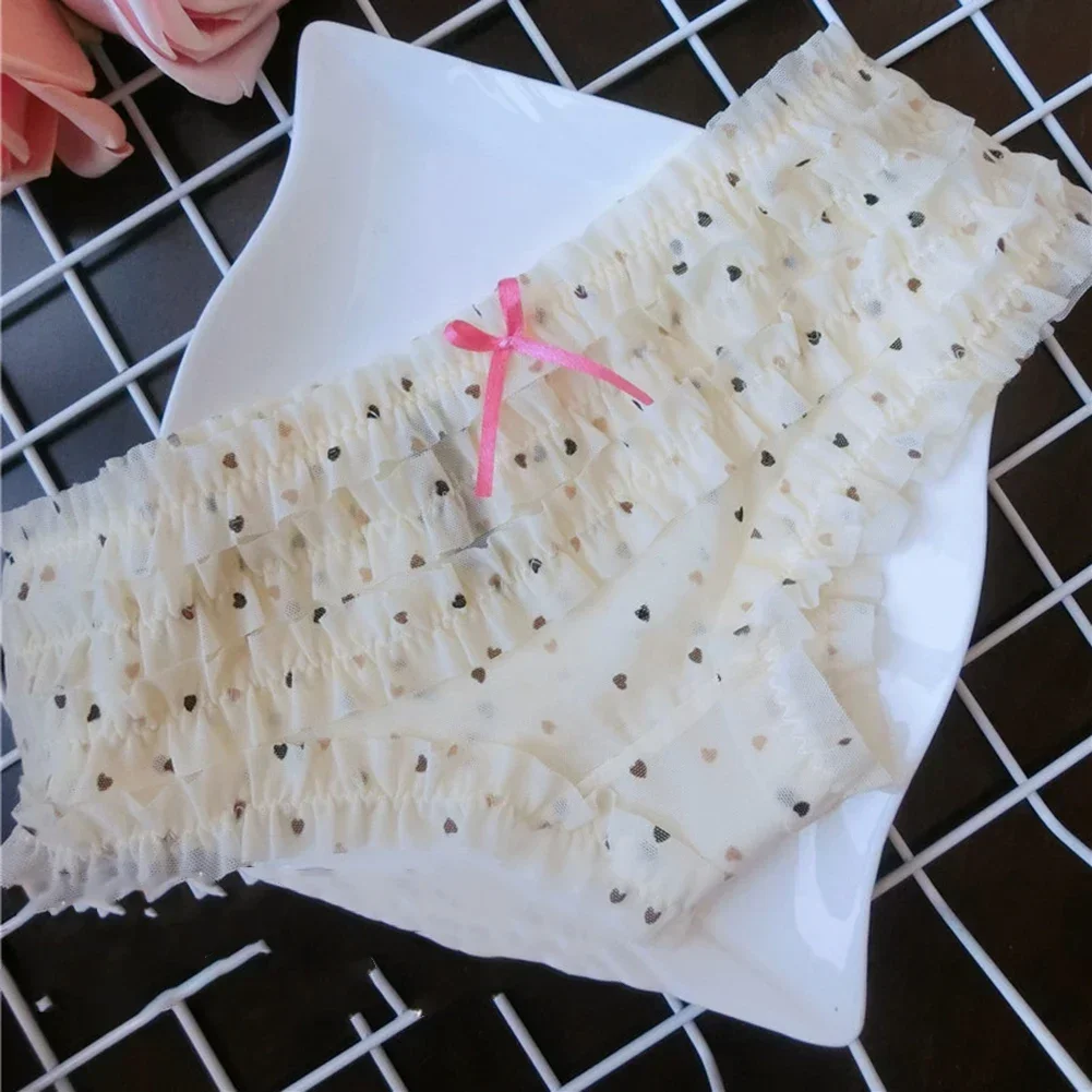 Girls Cute Sweet Panties Underwear Cake Layer Lace Briefs Sexy Mesh Breathable Cozy Underpant Women Low Waist Thong Lingerie