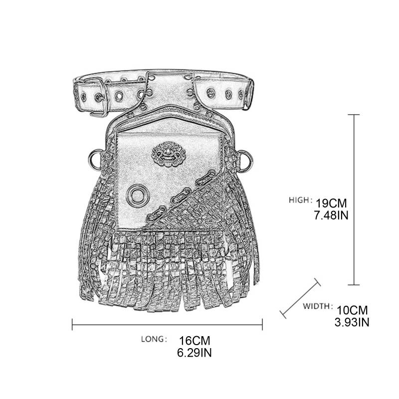 Steampunk Waist Bag Fanny Pack Gothic Tassel Leather Shoulder Crossbody Bags Thigh Leg Hip Holster Purse Travel for Women