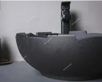 อ่างล้างหน้าเซรามิกสีดำแบบใหม่ ดีไซน์สร้างสรรค์รูปทรงเปลือกไข่ อ่างล้างหน้าสำหรับบ้าน อ่างล้างหน้าสำหรับระเบียง อ่างล้างหน้าแบบวางบนเคาน์เตอร์ 5