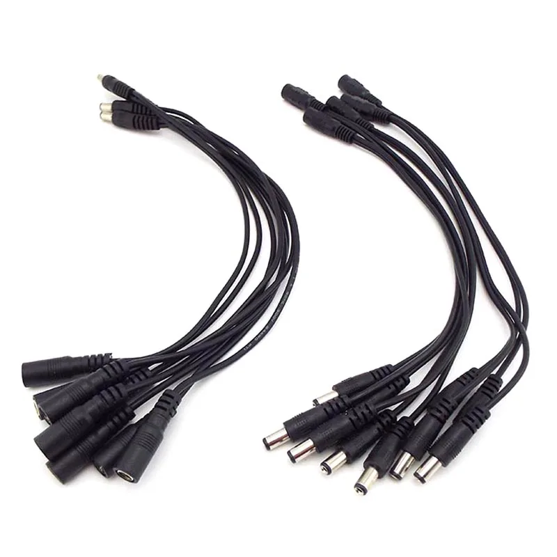 

20pcs 1 DC male female to 2 way male female Splitter Power connector adapter Cable 5.5x2.1mm Plug extension for strip light