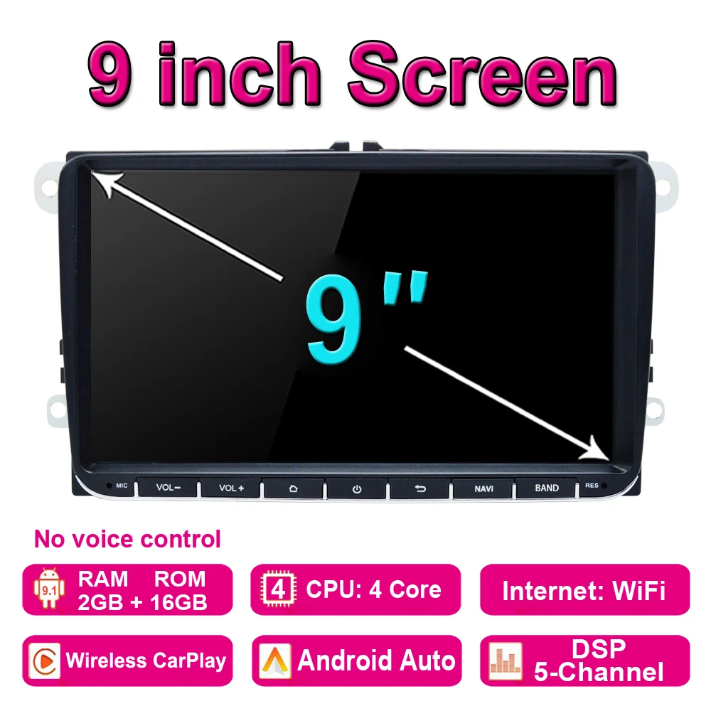 2Din Android 10 Car Radio Multimedia Player GPS WiFi/3G/4G For VW/Volkswagen/Golf/Polo/Tiguan/Passat/b7/b6/ SEAT/Skoda/Octavia car tv screens with bluetooth Car Monitors