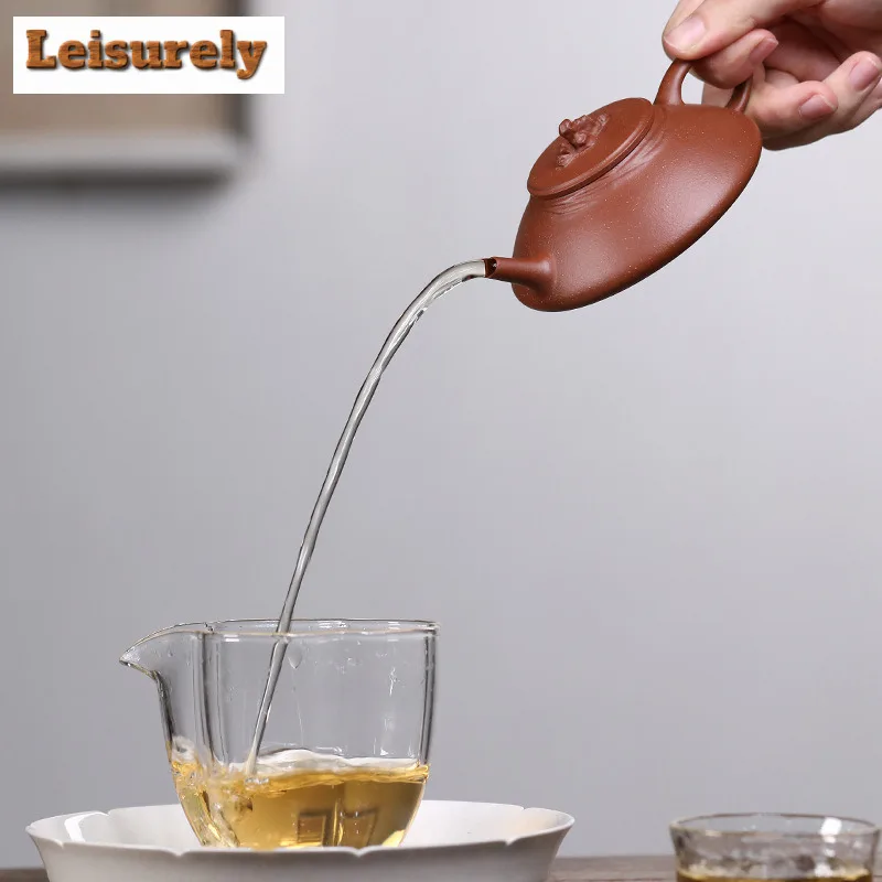 80ml Classic Yixing Purple Clay Teapots Handmade Cloud Scoop Pot Raw Ore Downhill Mud Kettle Chinese Zisha Tea Set Ornaments Cha