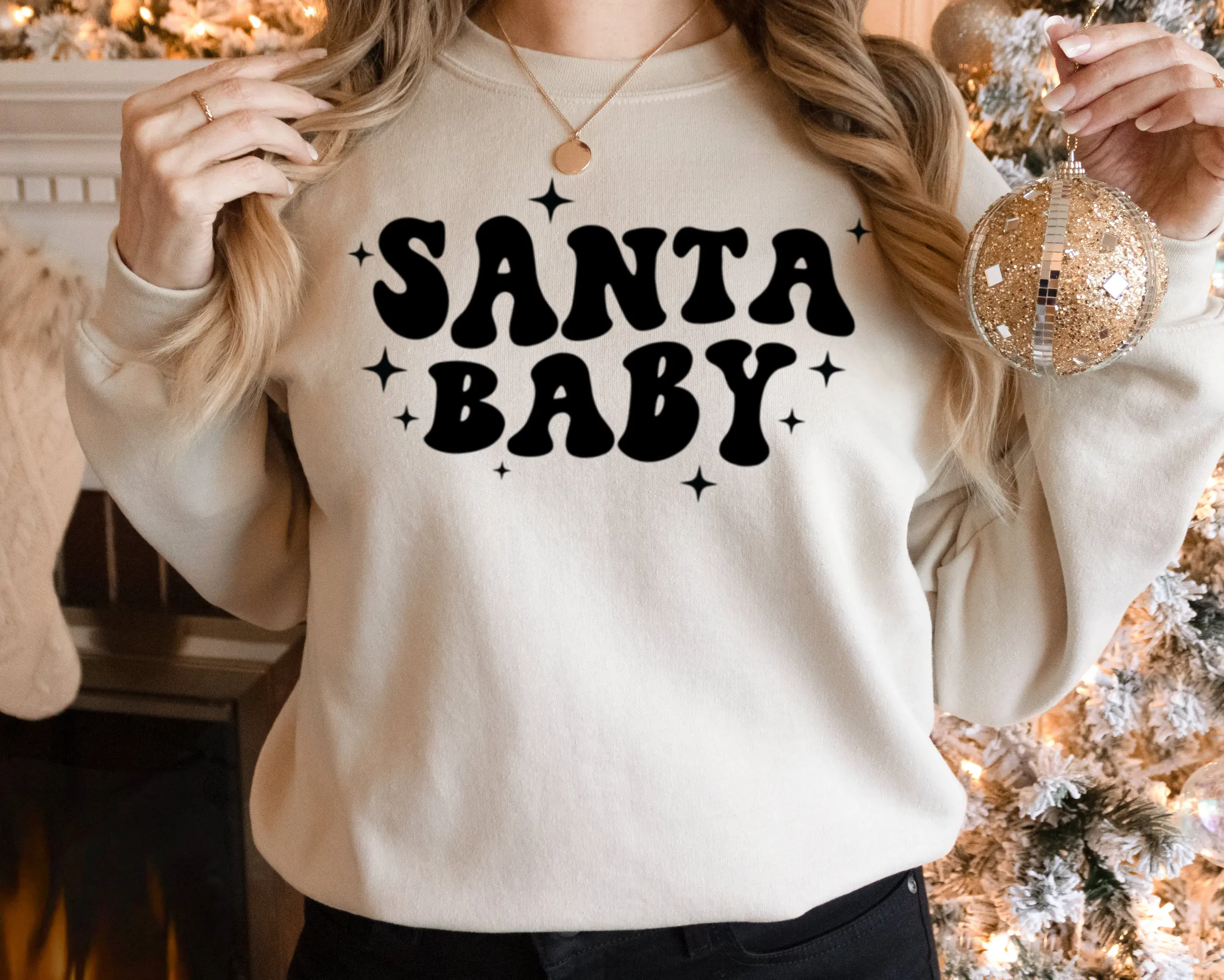 

Christmas Santa Baby Sweatshirt Retro Women Hooded Shirt Merry Xmas Girl Shirt Cute Y2K Hoodies Long sleeve Patterned Hoody