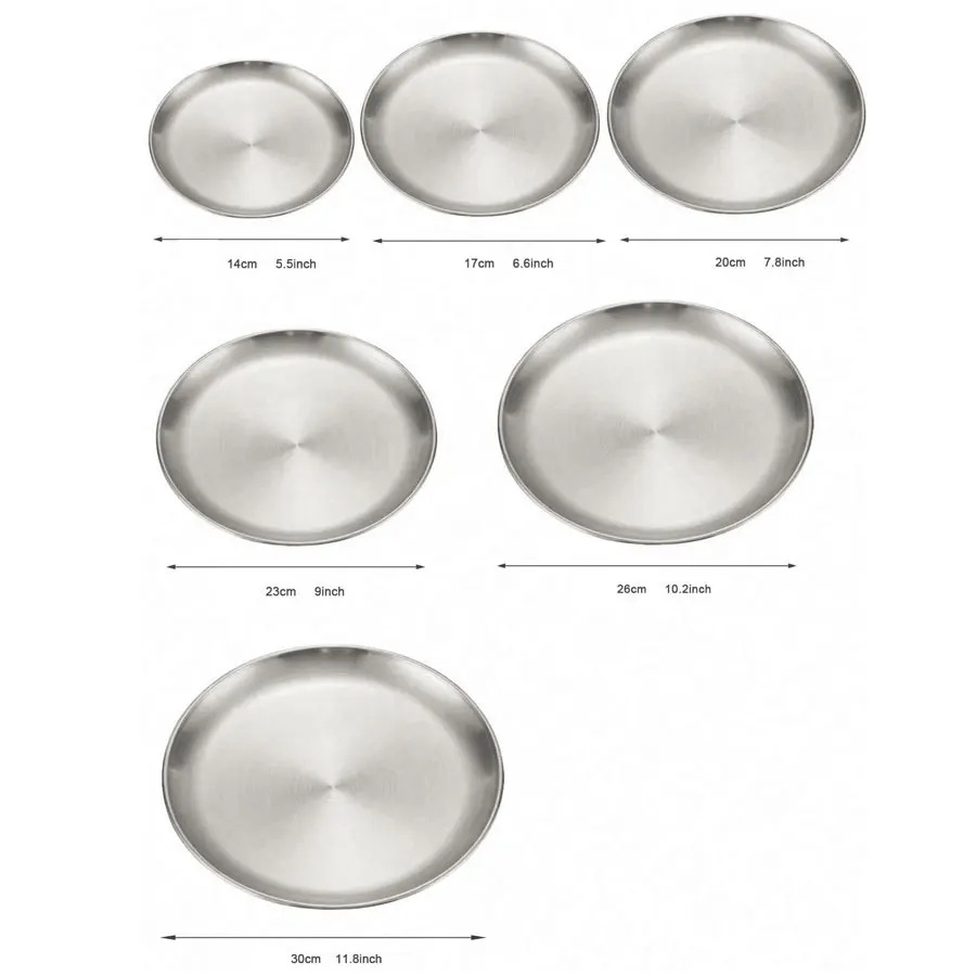 4-Piece Stainless Steel Round Plates 6