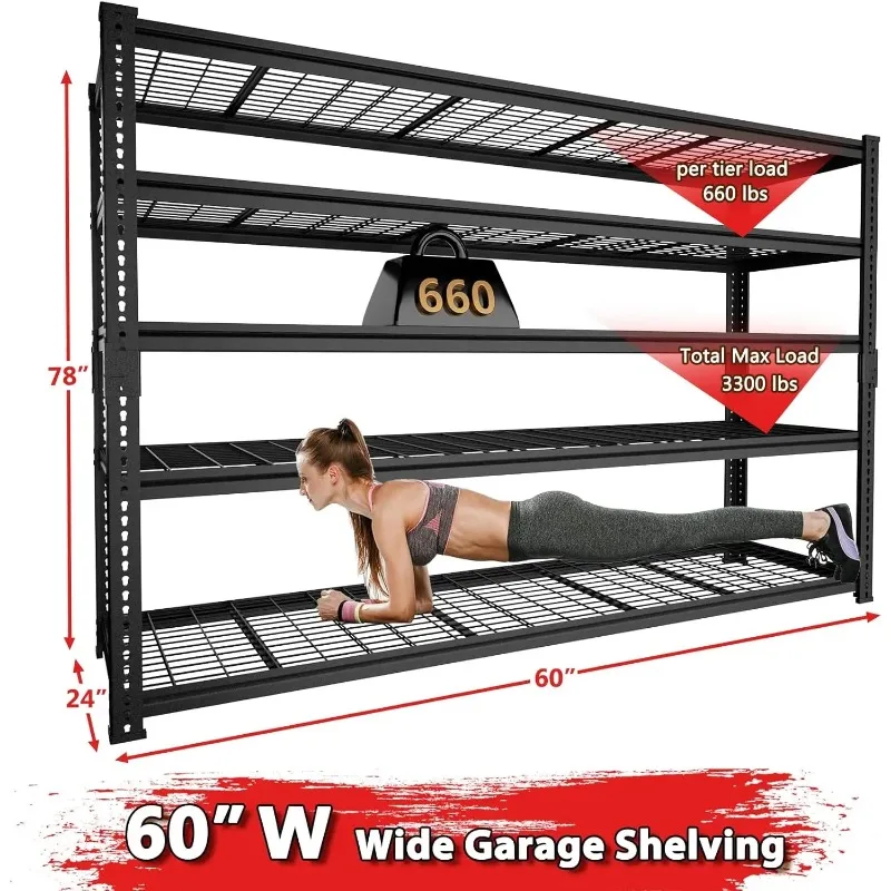Garage Shelving Heavy Duty Capacity, Adjustable Metal Organizer Wire Rack 3