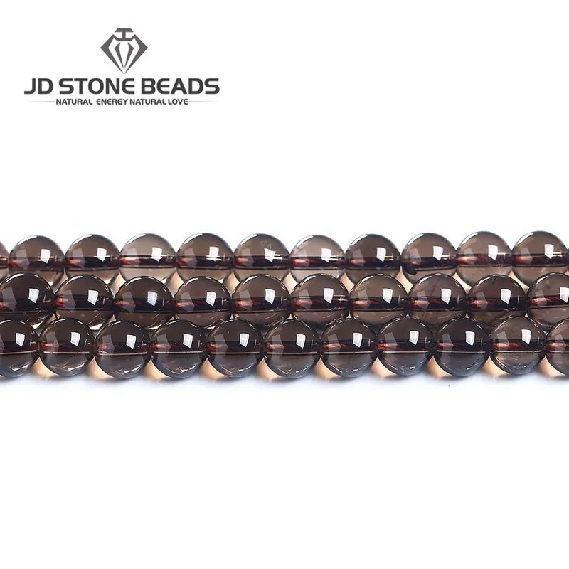 Genuine Natural Smoky Quartz Round Smooth Clear Crystal Beads Loose Spacer Bead For Jewelry Making Bracelet Necklace Accessory 6