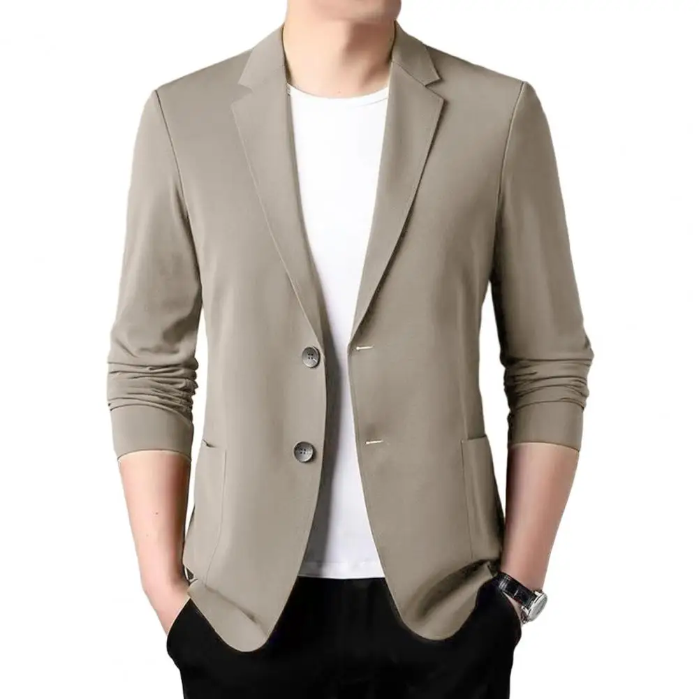 

Summer Suit Coat Stylish Business Suit Jackets for Men Lapel Double Buttons Anti-wrinkle Features Solid Colors for Summer