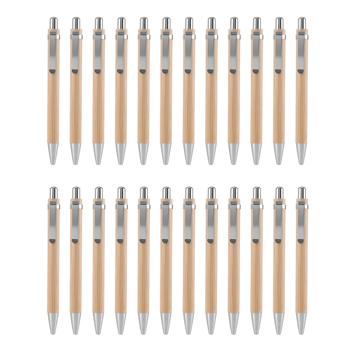 대나무 개폐식 볼펜, 사무용품, 나무 볼펜, 검정 잉크, 1mm, 24 개