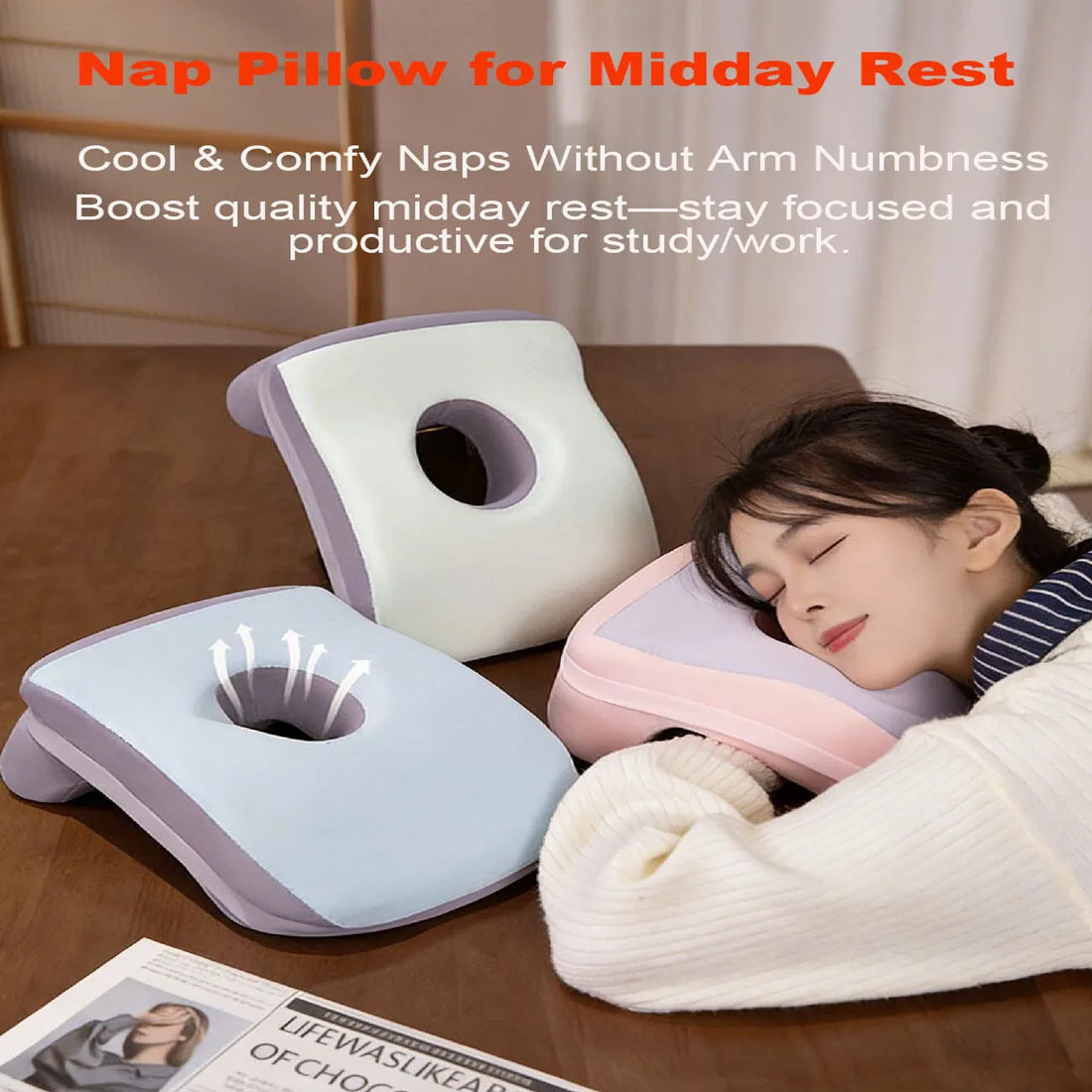 Multi-Functional Office Nap Pillow | Hollow Breathable Design ...
