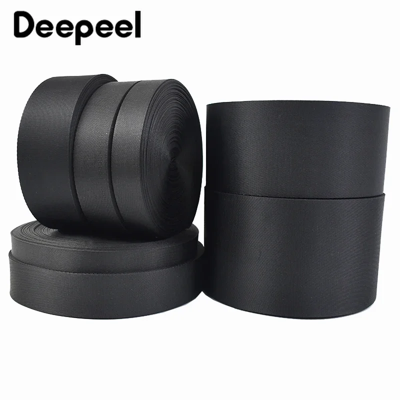 Black Nylon Webbing 5Meters 10-100mm for backpack clothes sewing tape luggage pet collar belt DIY accessories