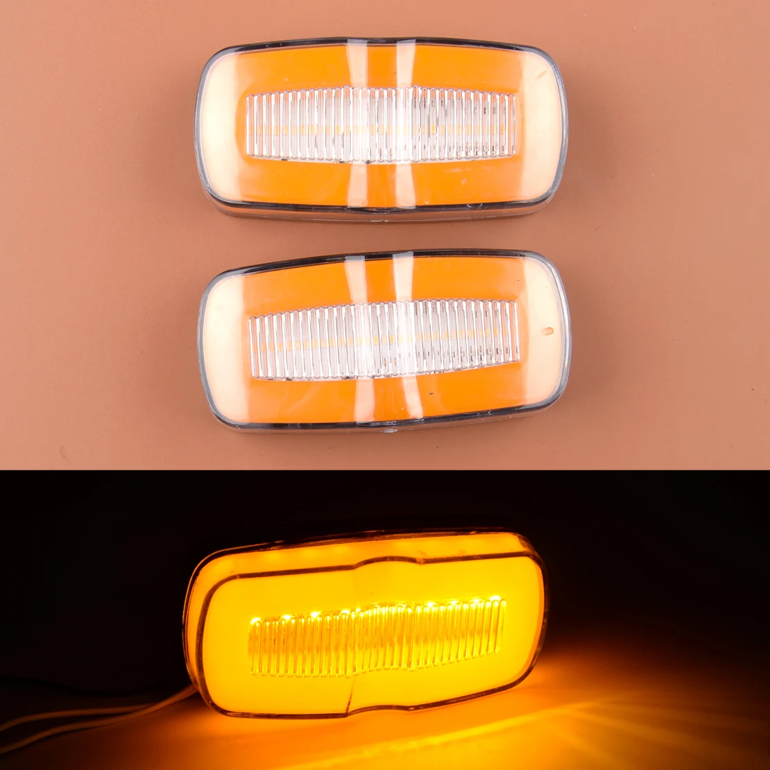 

1 Pair Truck Trailer 4" LED Amber Side Marker Flowing Clearance Light Turn Signal Lamp fit for Car Lorries Semi Van RV Buses