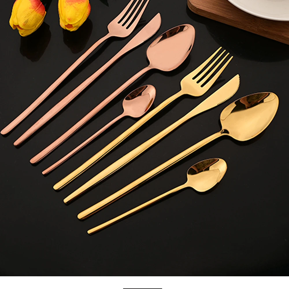 Description Picture 6 of itemWestern Cutlery Set 24 Piece Tableware Set Stainless Steel Dinnerware Black Silver Spoon Fork Knife Dinner Set Home Flatware