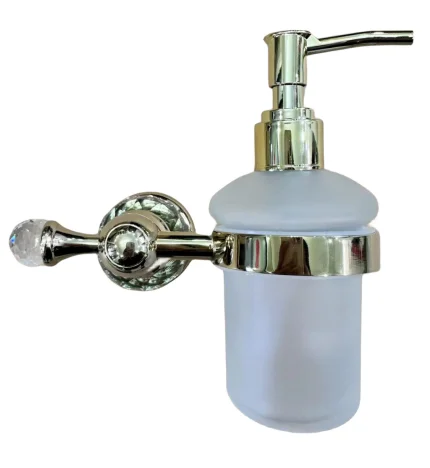 

Europe Brass Crystal Liquid Soap Dispenser Antique Frosted Glass Container Bottle With Silver Finish Bathroom Products zy10