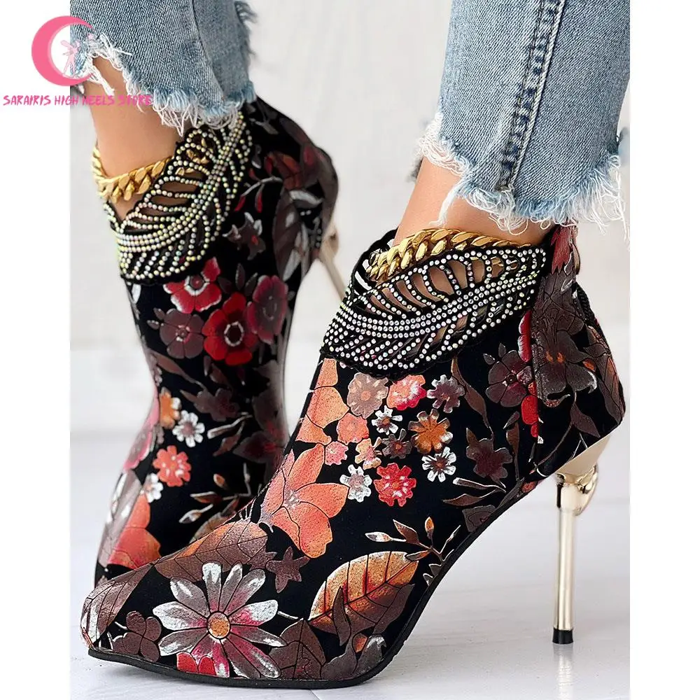 Floral Lace Chunky Heel Boots SE22966 – SANRENSE